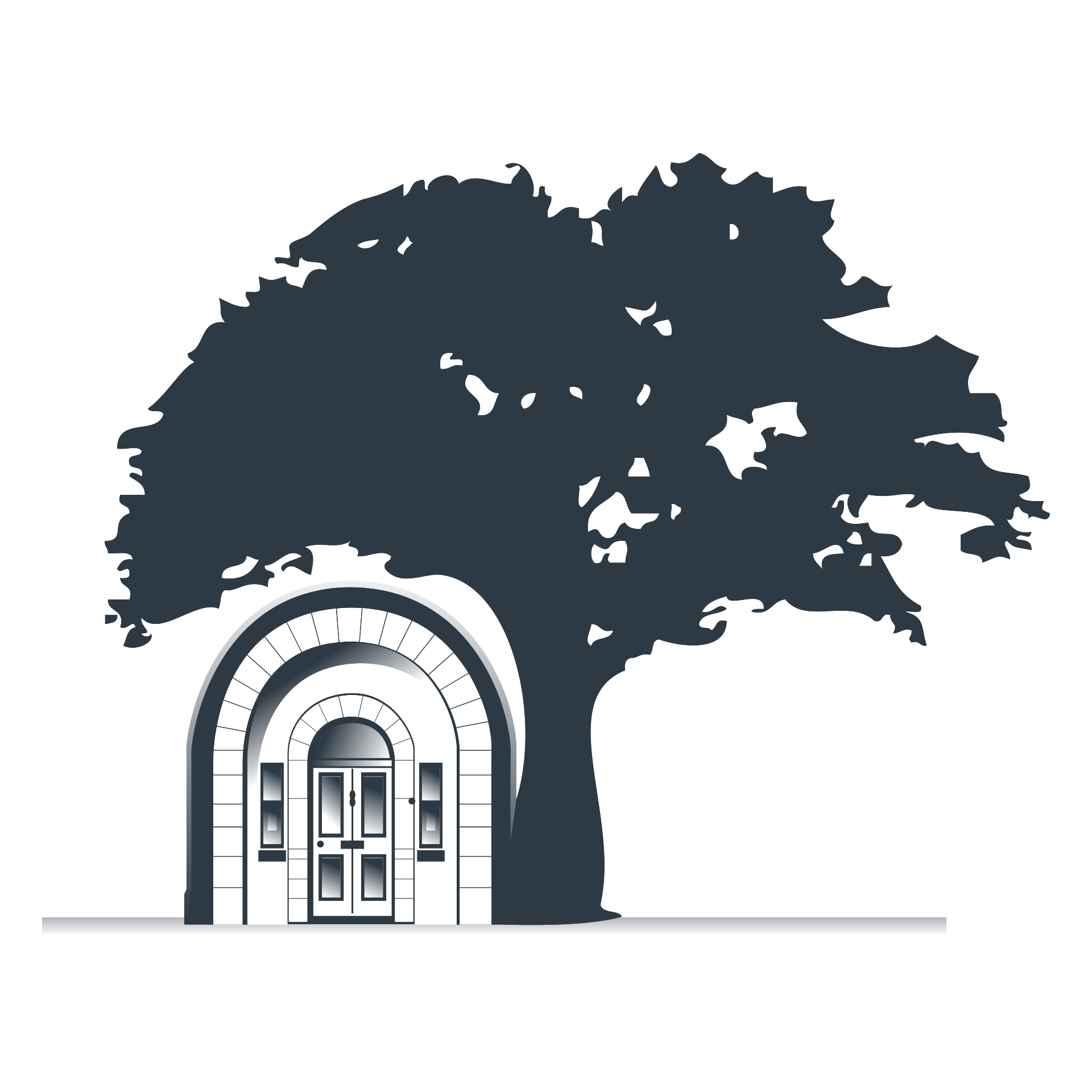 Bellview Clinics tree and entrance illustration
